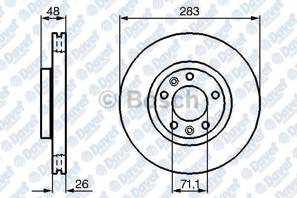 BOSCH 0986479193 Fren Diski On Havali 283mm P407 04-> P508 10-> P508 Sw 10-> P607 00-> E.N:0986478732